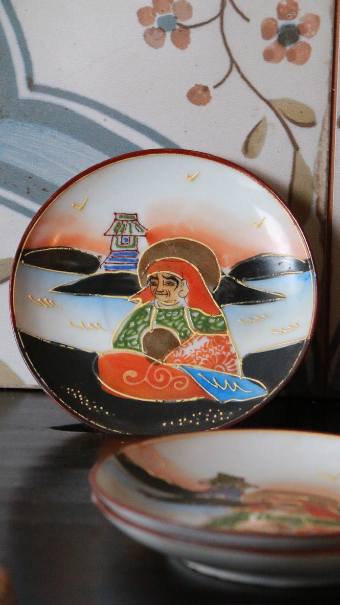 Antique Japanese Oriental Hand-Painted Ceramic Tea Set