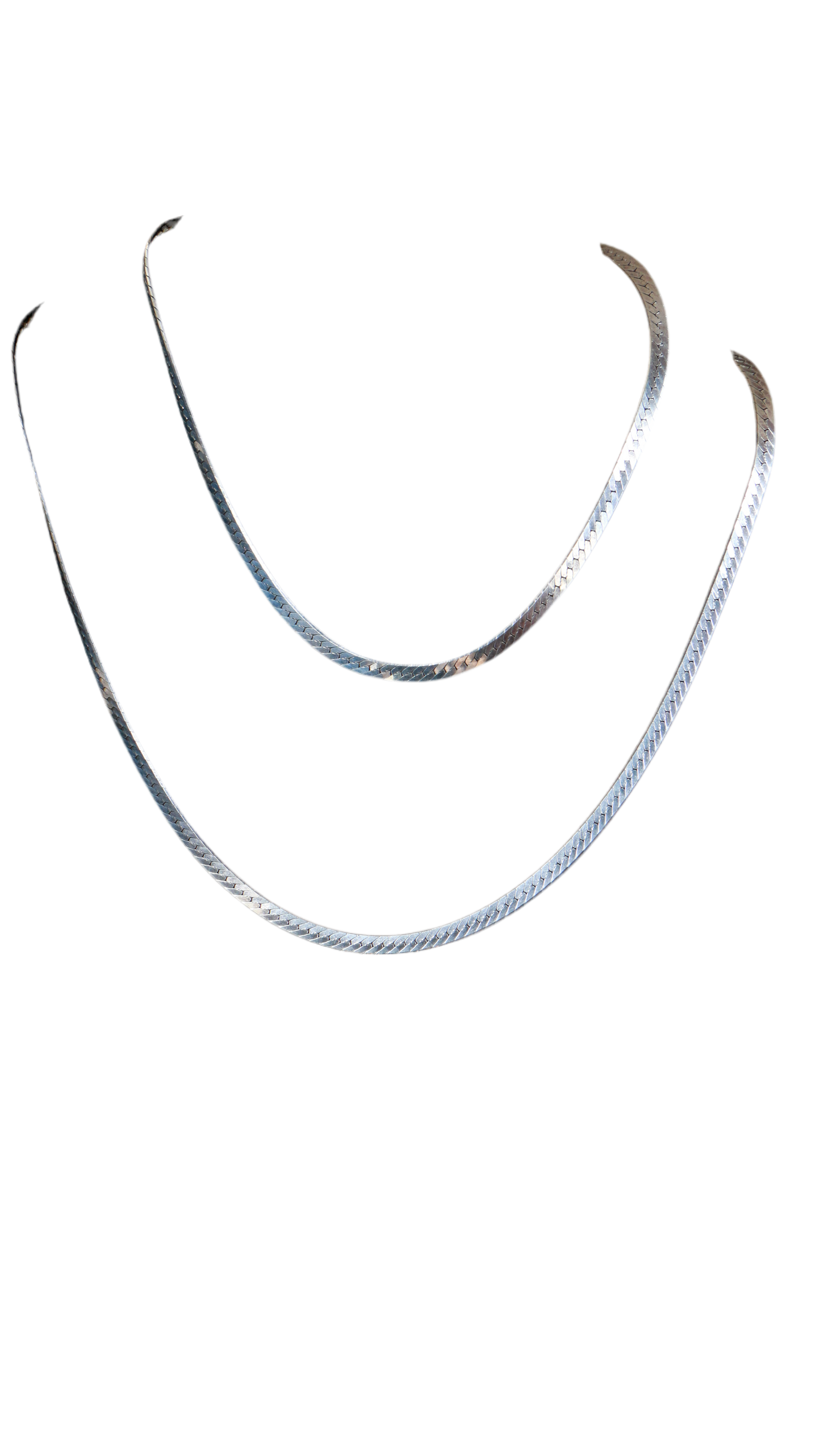 925 Italy Silver Long Herringbone Necklace