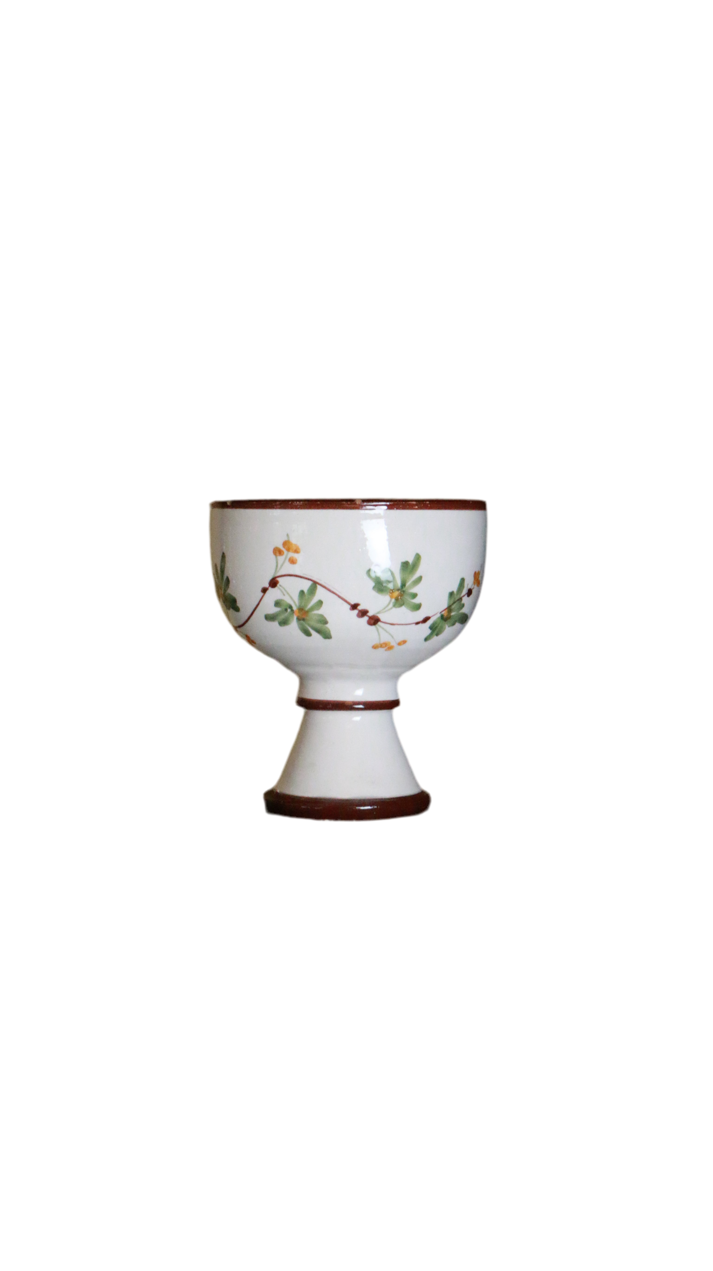 Hand Painted Floral Pedestal Pottery Bowl