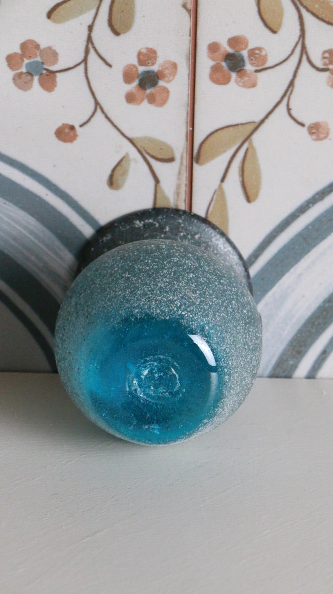 Speckled Blue Vintage Murano Art Glass Vase