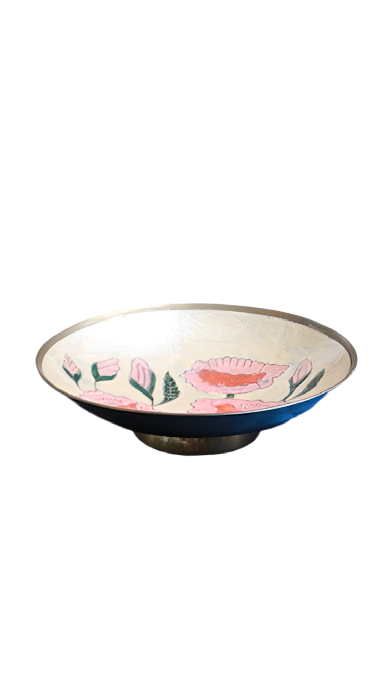 Vintage Hand-Painted Floral Pedestal Bowl