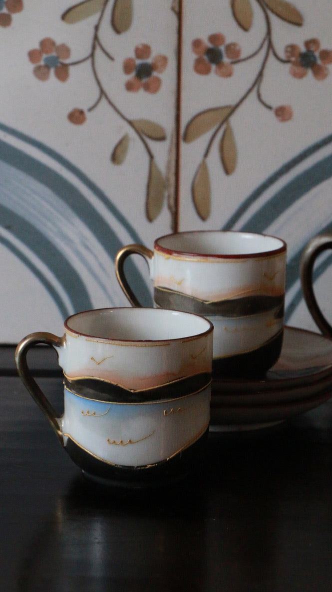 Antique Japanese Oriental Hand-Painted Ceramic Tea Set