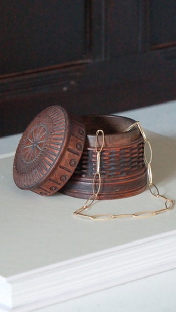 Vintage Hand-Carved Wooden Trinket Box