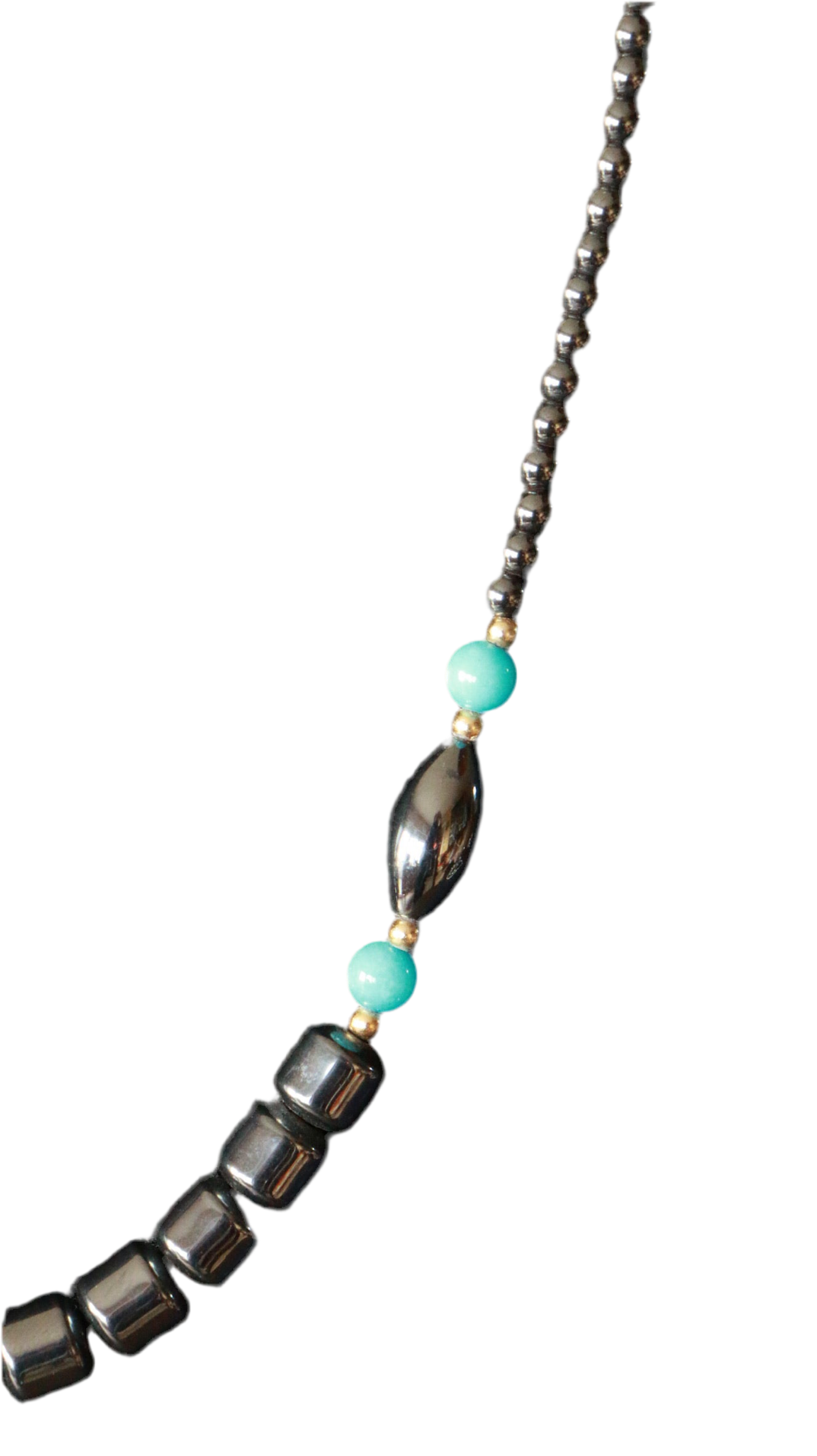 Vintage Black Hematite and Blue Turquoise Necklace