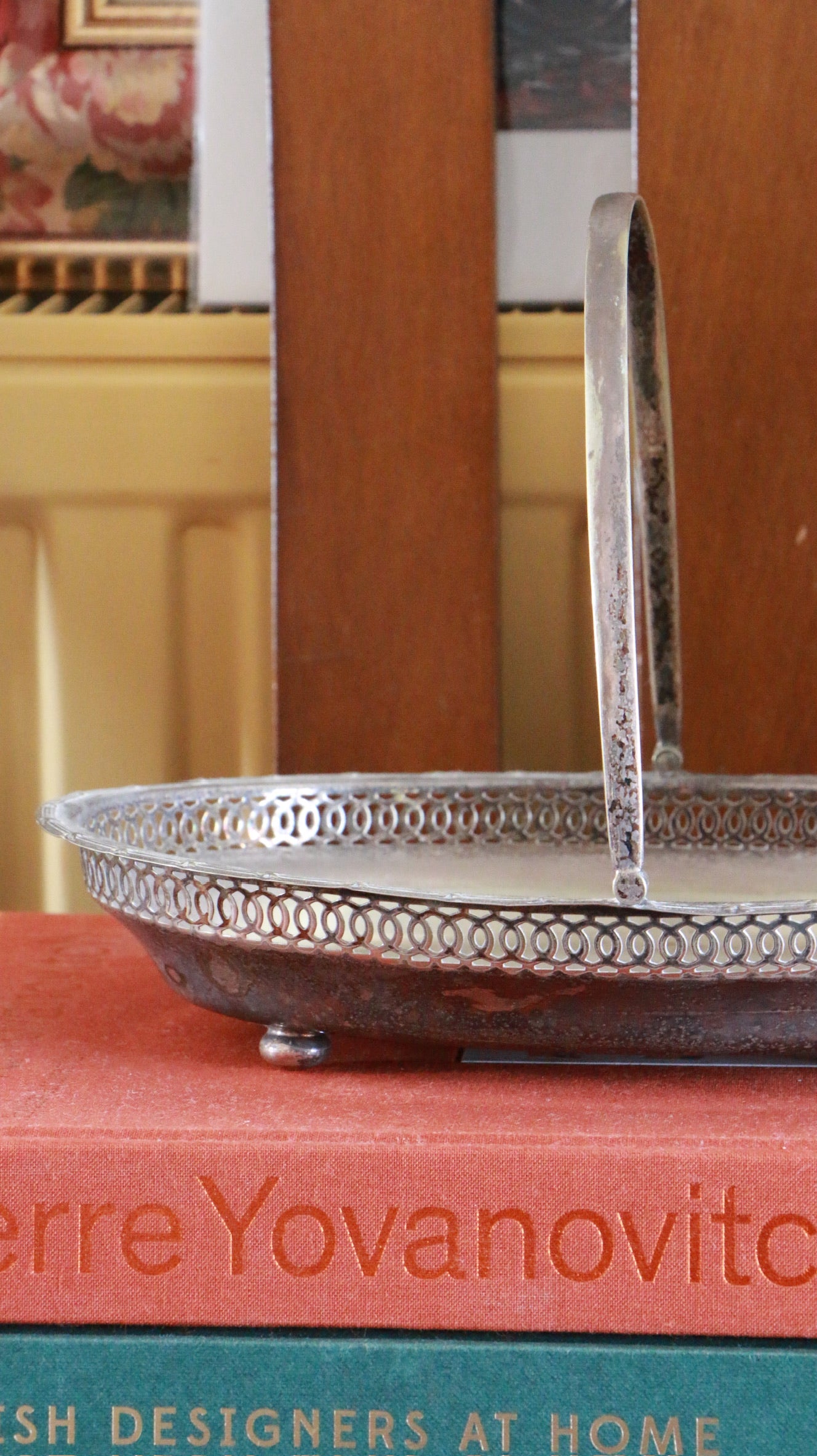 Vintage Silver-Plated Basket Dish with Handle