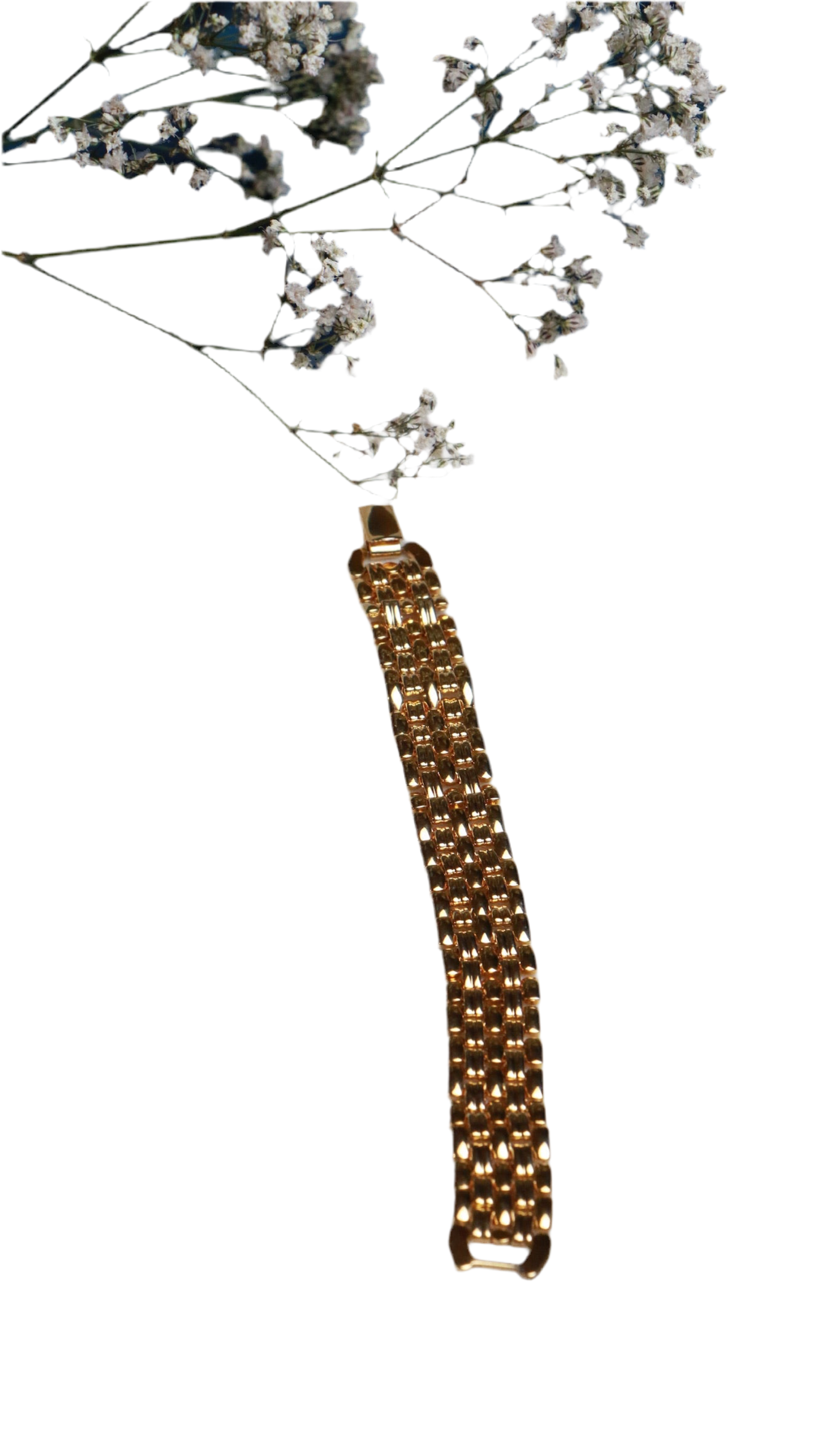 Vintage Gold-Tone Woven Mesh Statement Bracelet