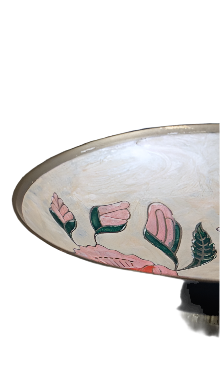 Vintage Hand-Painted Floral Pedestal Bowl
