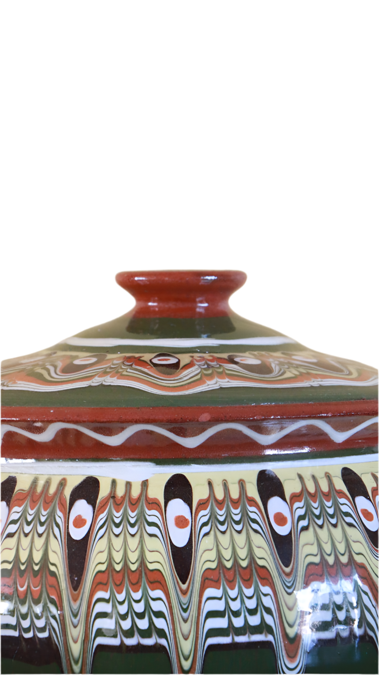 Vintage Bulgarian Folk Casserole Pot – Handcrafted Ceramic