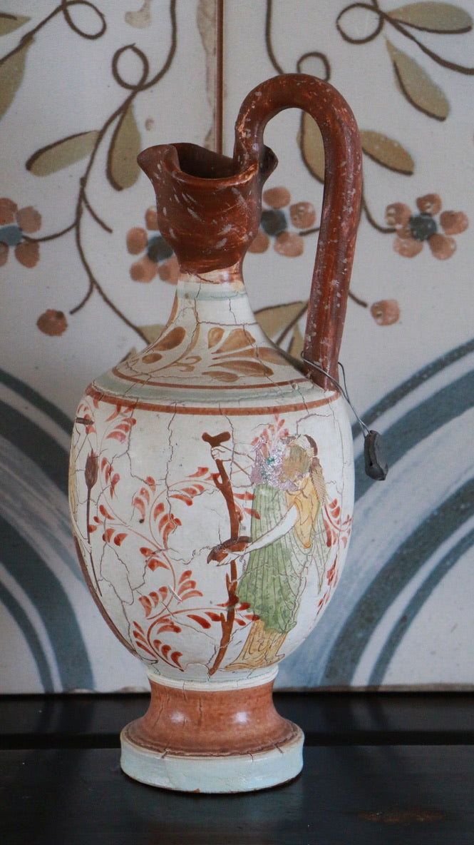 Vintage Copy Hand-Painted Greek-Style Ceramic Jug