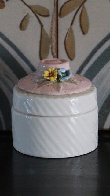 Vintage Fitz and Floyd Round Hat Lid Trinket Box
