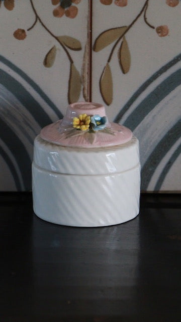 Vintage Fitz and Floyd Round Hat Lid Trinket Box