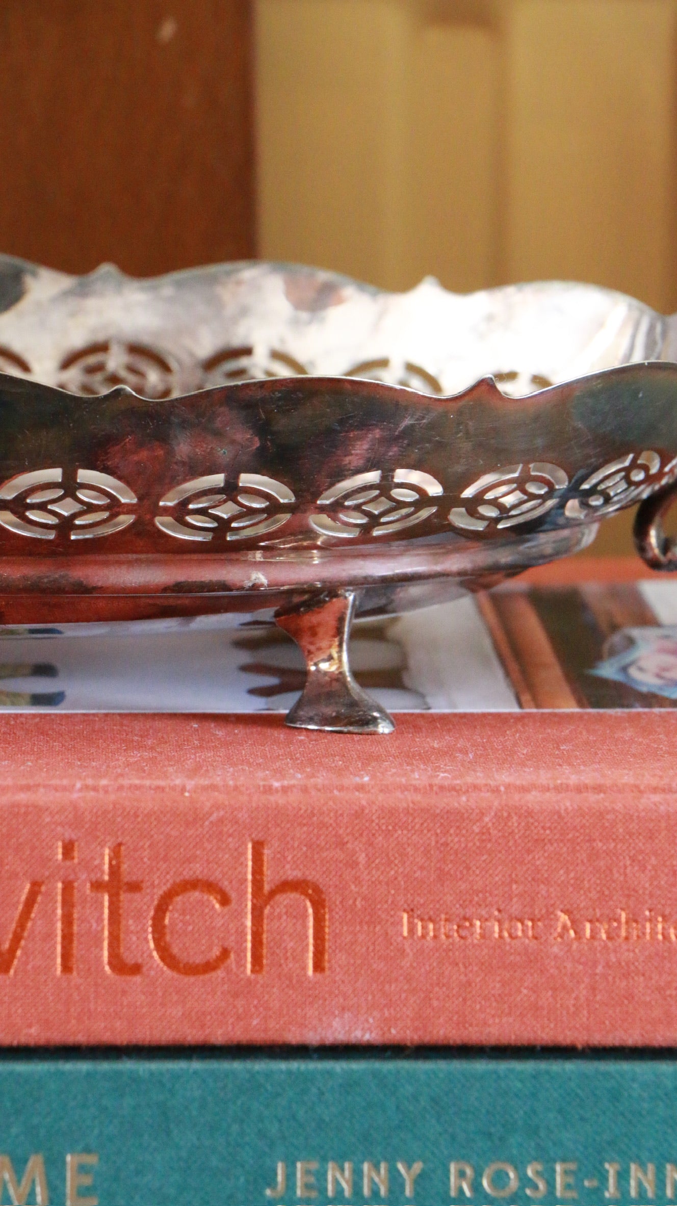 Vintage Silver-Plated Pierced Dish with Handles (EJW 1844–1949)