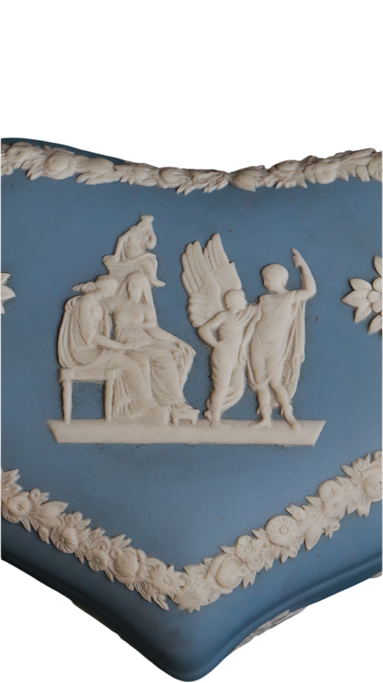 Vintage Wedgwood Blue Jasperware Heart Trinket Box