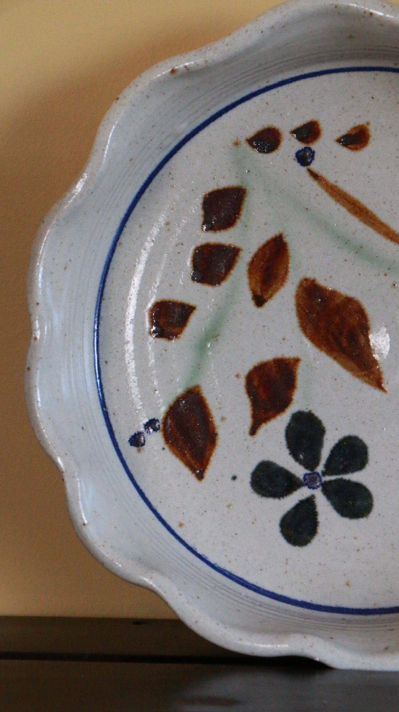 Vintage Hand-Painted Ceramic Pie Dish