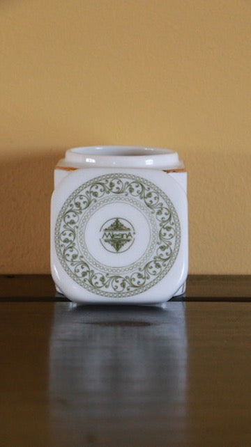 Vintage Mlesna White & Green Porcelain Lidded Pure Ceylon Tea Jar - Sri Lanka