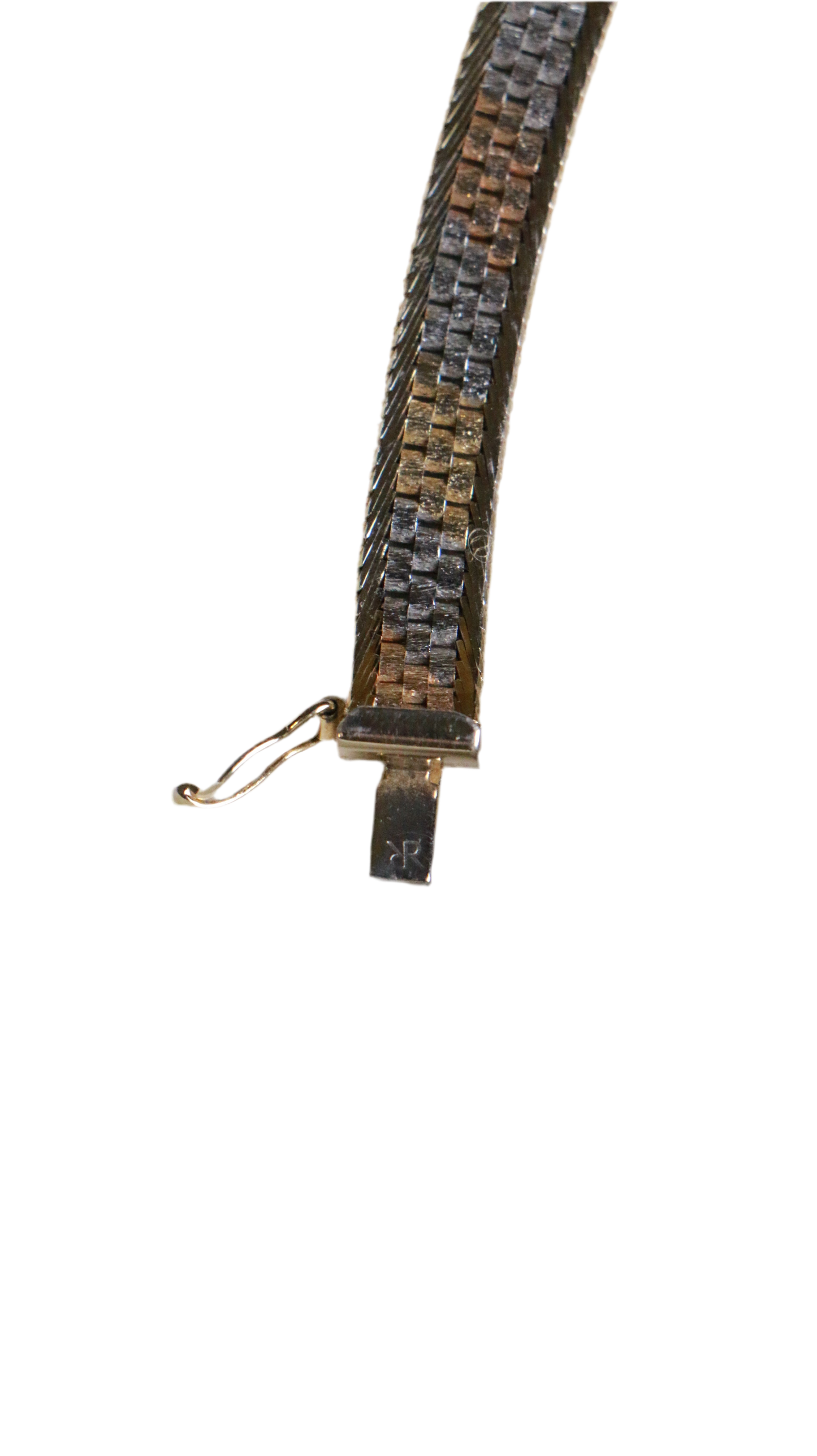 Vintage Gold-Plated Mesh Bracelet with Textured Diamond-Cut Detail