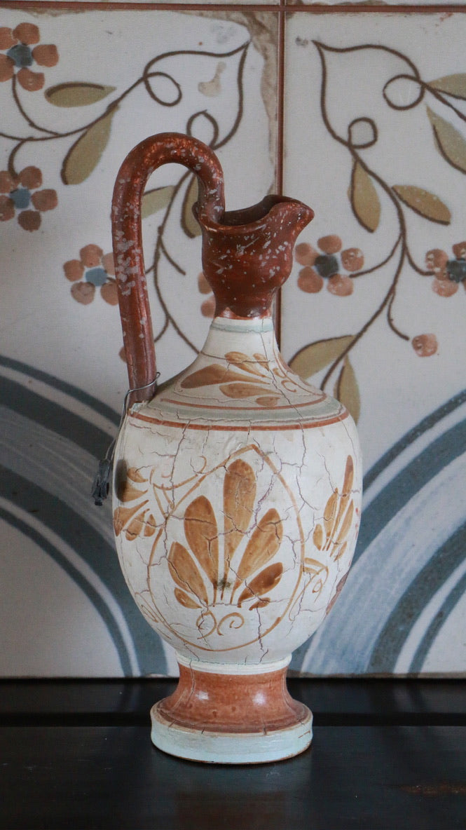 Vintage Copy Hand-Painted Greek-Style Ceramic Jug
