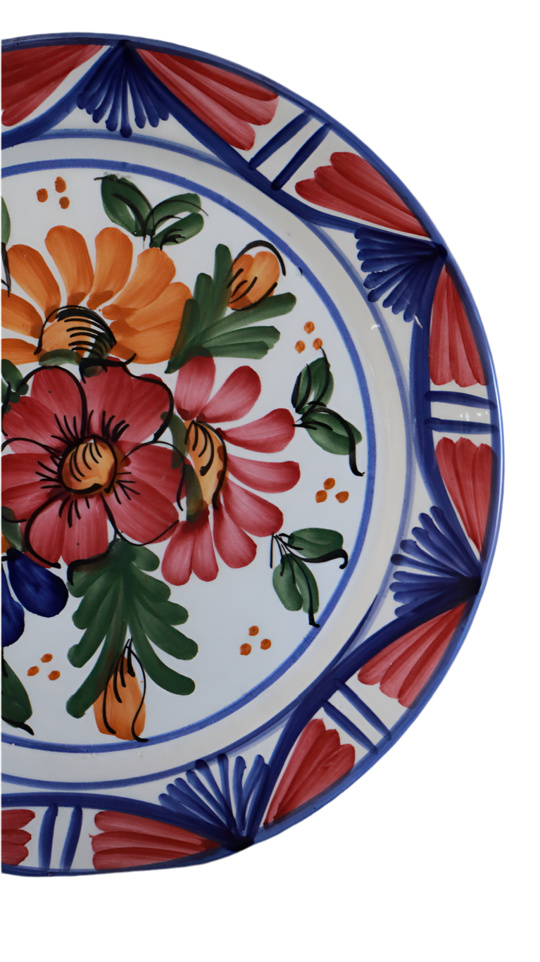 Vintage Floral Hand-Painted Spanish Hanging Plate