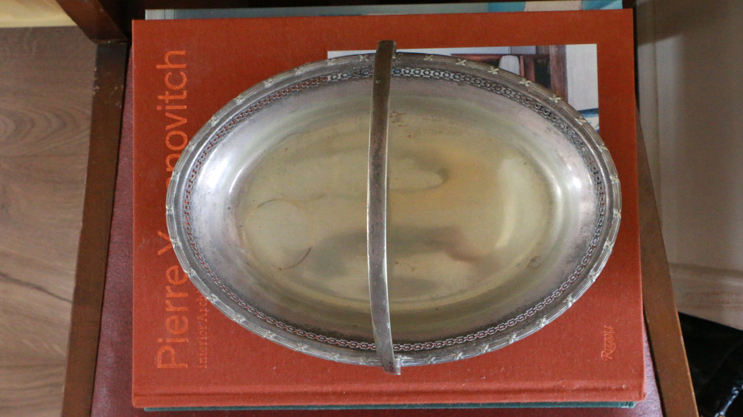 Vintage Silver-Plated Basket Dish with Handle