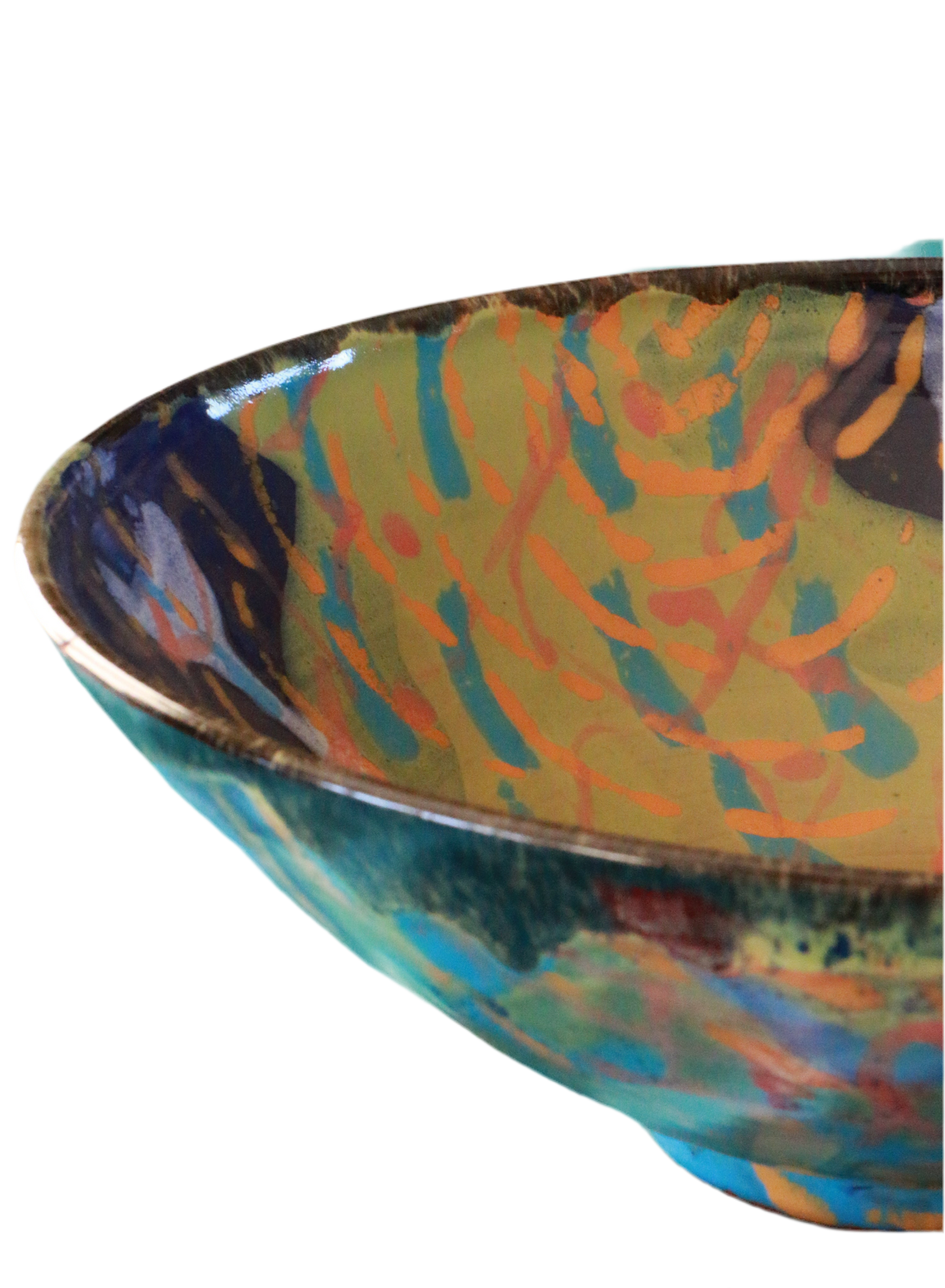 Hand-Painted Colorful Pottery Bowl