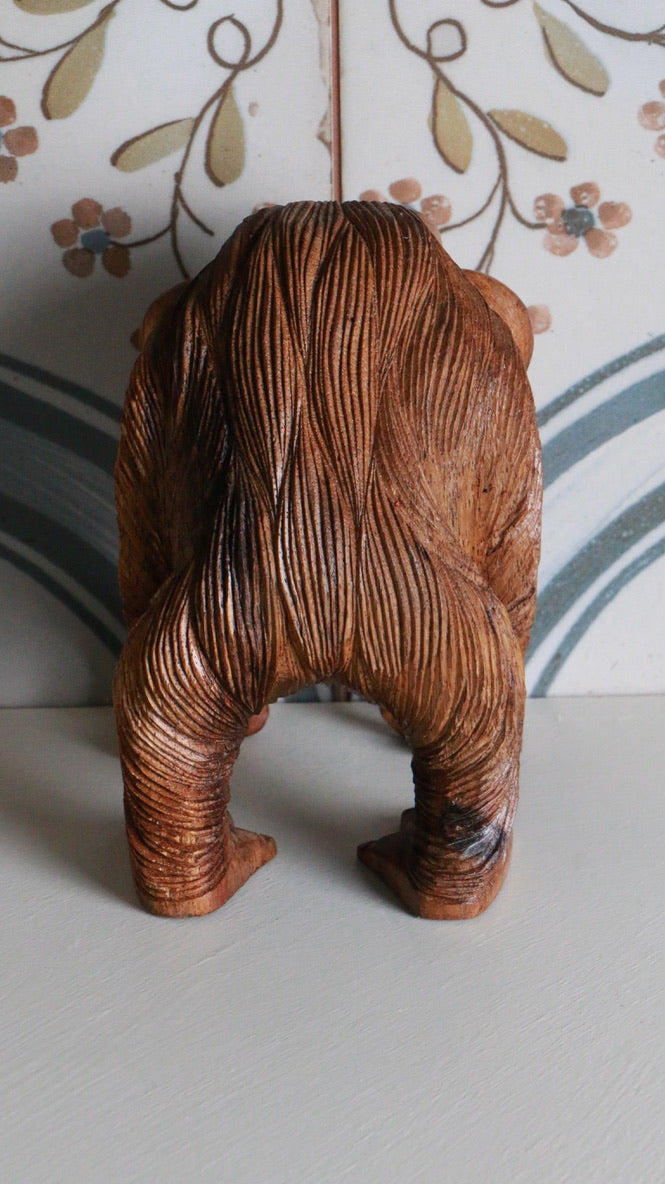 Hand-Carved Vintage Wooden Chimpanzee