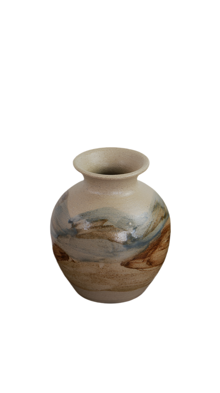 Vintage Arran Pottery Stoneware Vases – “Mountains & Sheep Landscape” (Pair)