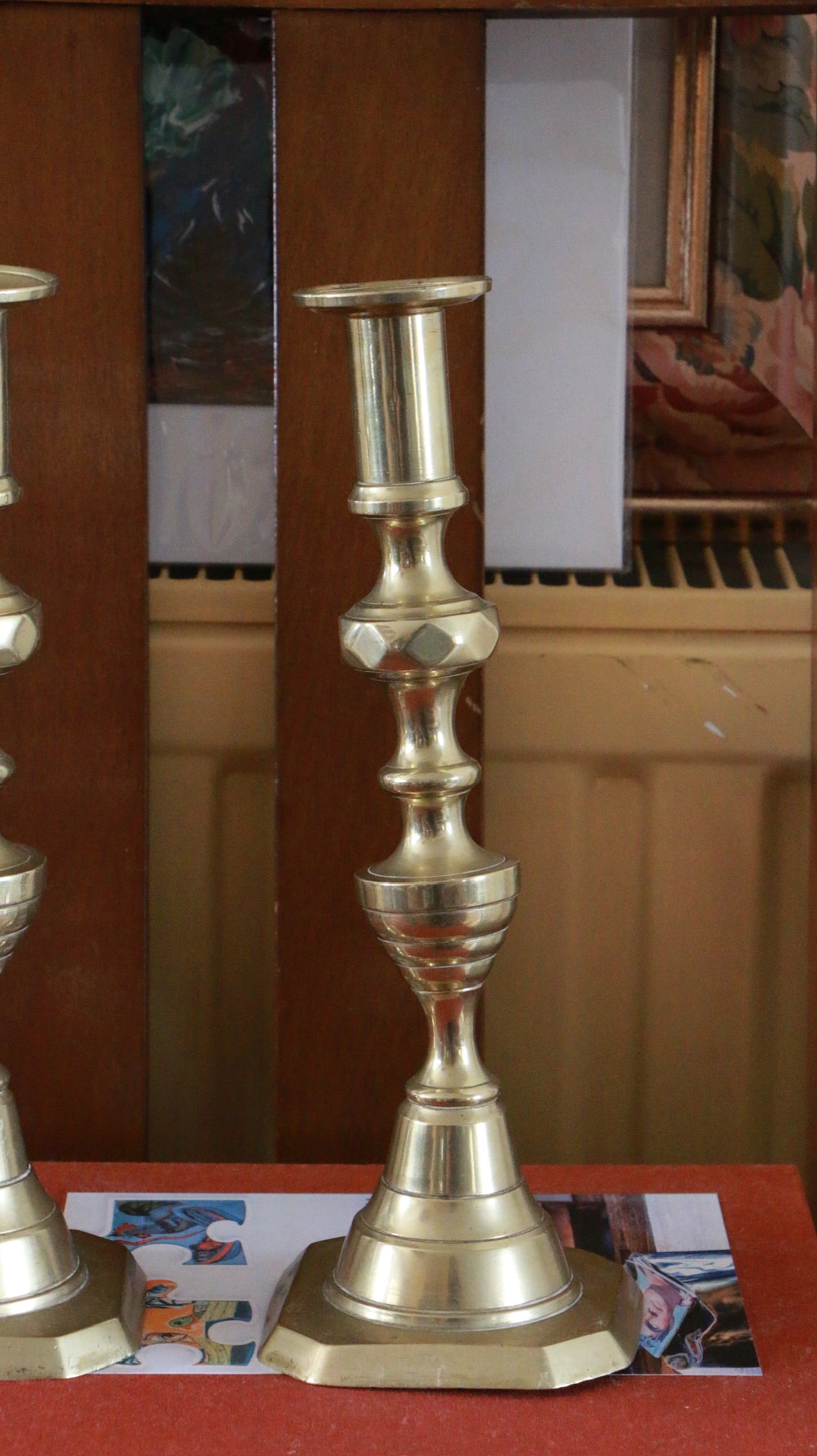 Pair of Vintage Beehive Brass Candlesticks