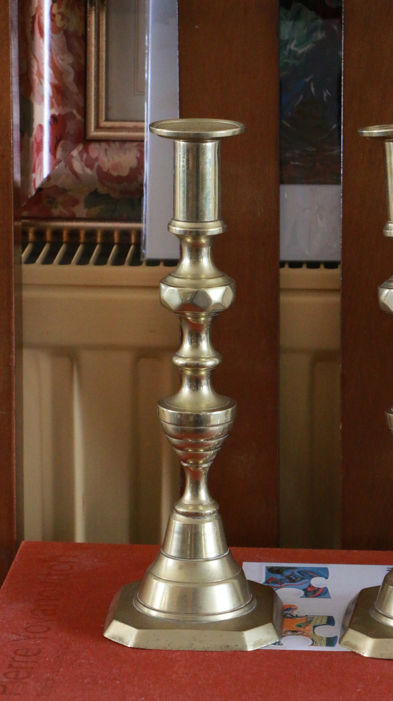 Pair of Vintage Beehive Brass Candlesticks