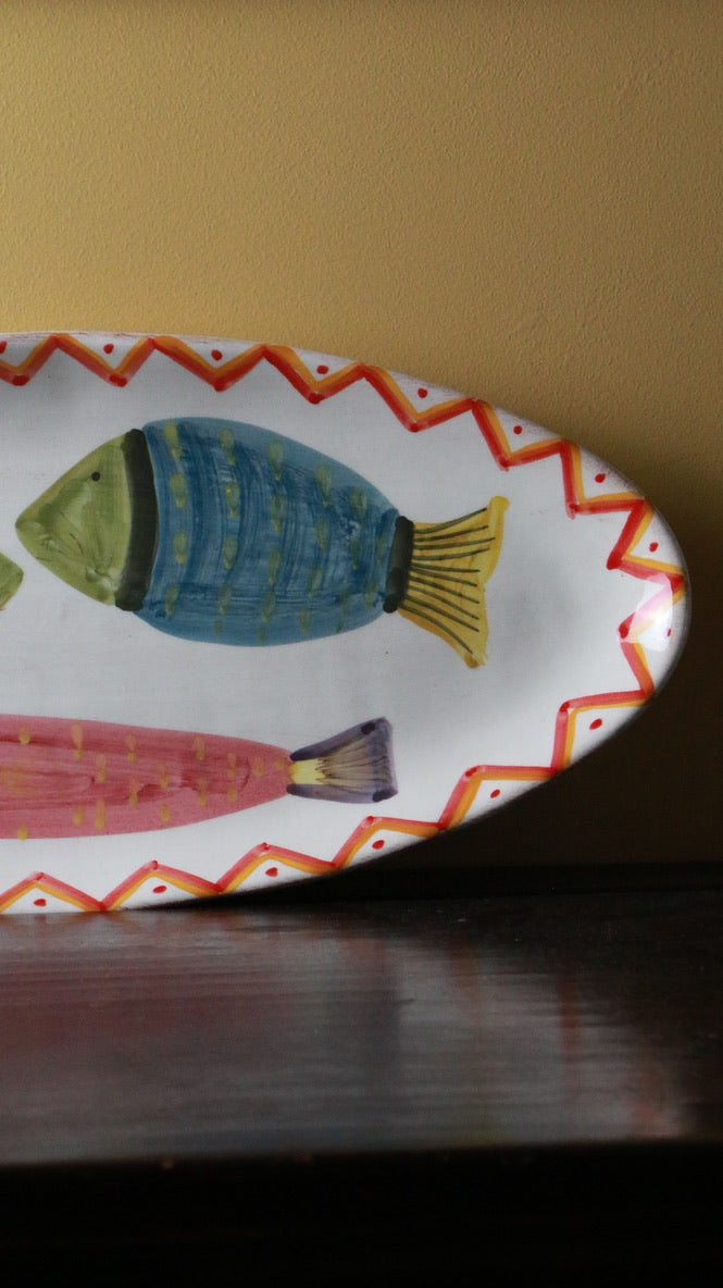 Hand-Painted Mid century modern Italian "Ceramiche Alfa" Fish Platter