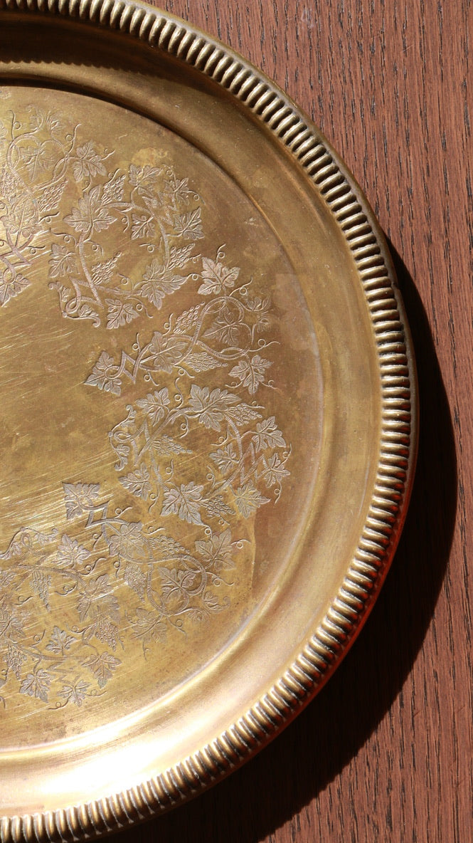 Vintage Brass Carved Tray