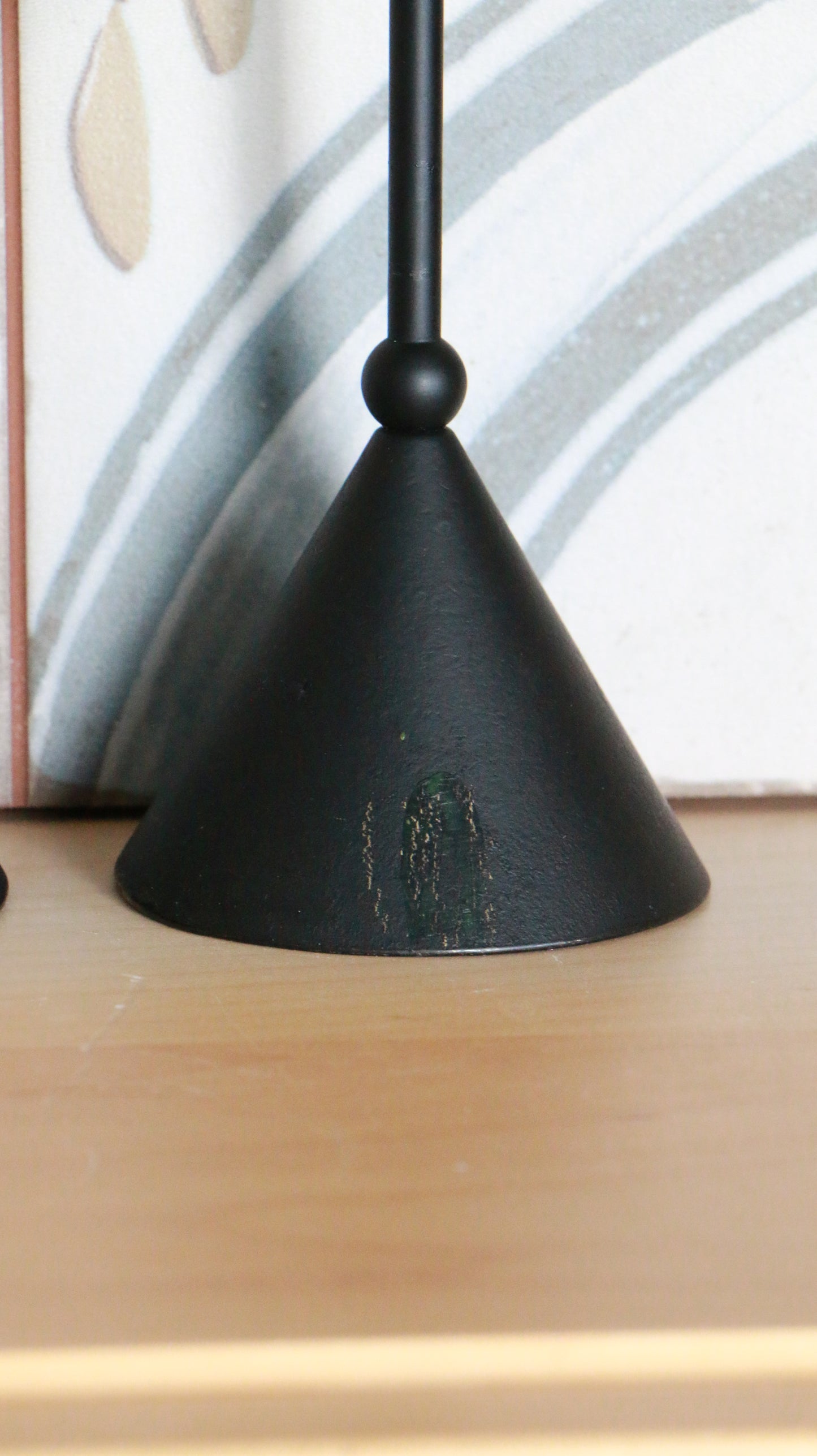 Pair of Vintage Memphis-style Black Metal Taper Candle Holders
