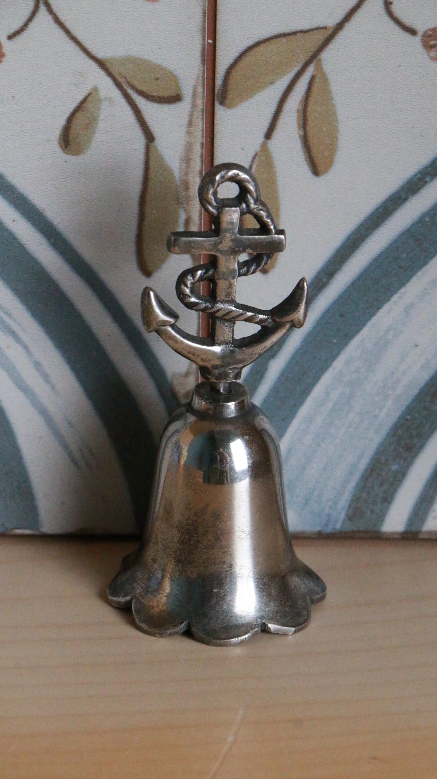 Vintage Silver-Toned Bell with Anchor Handle Motif