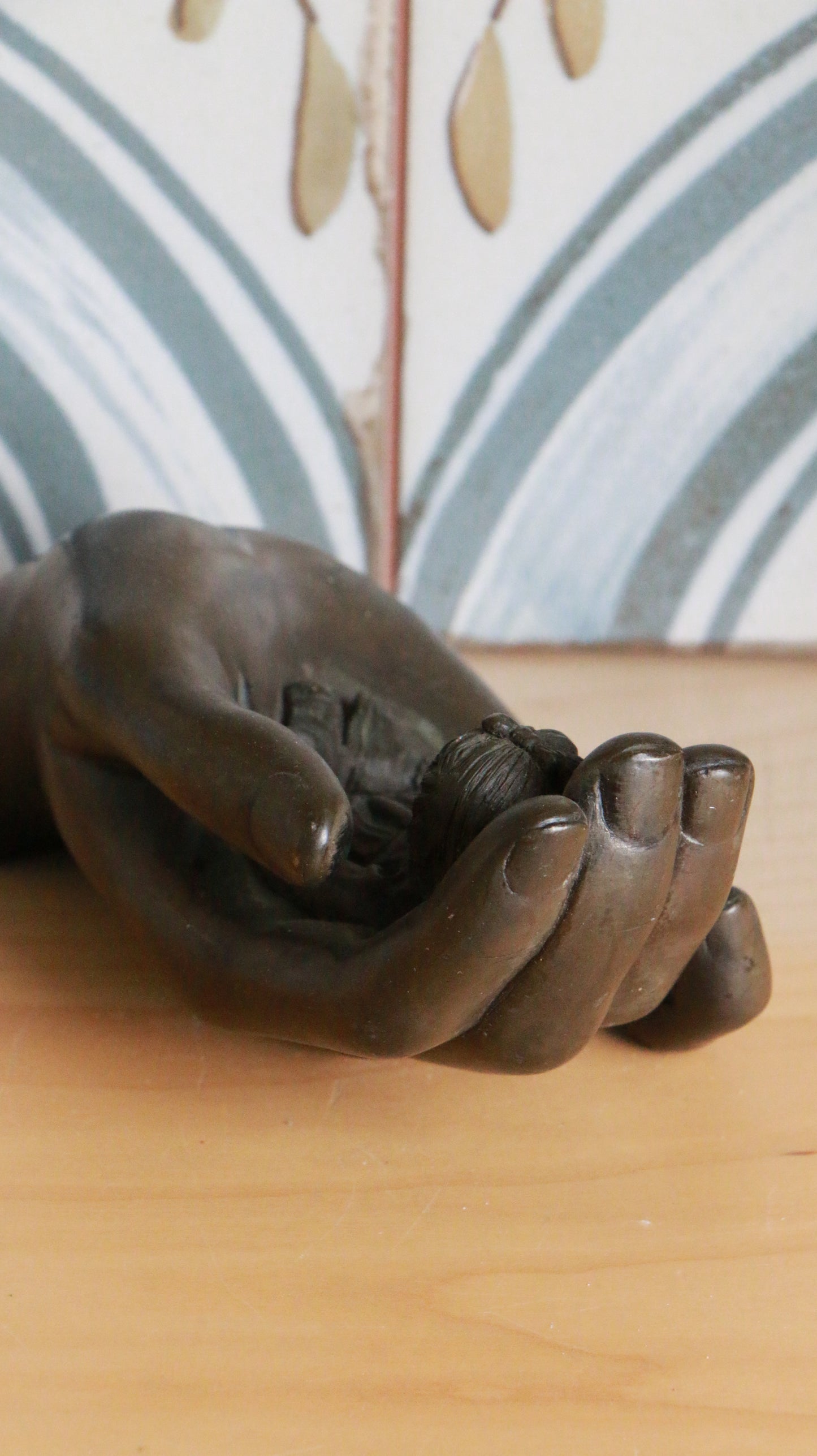 Genesis Bronze Sculpture – Caring Baby Girl Figurine