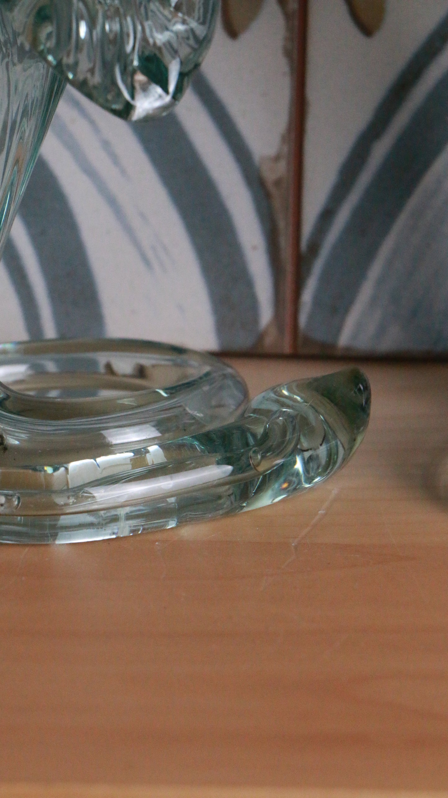 Pair of Vintage Hand-Blown Aqua Glass Calla Lily Vases
