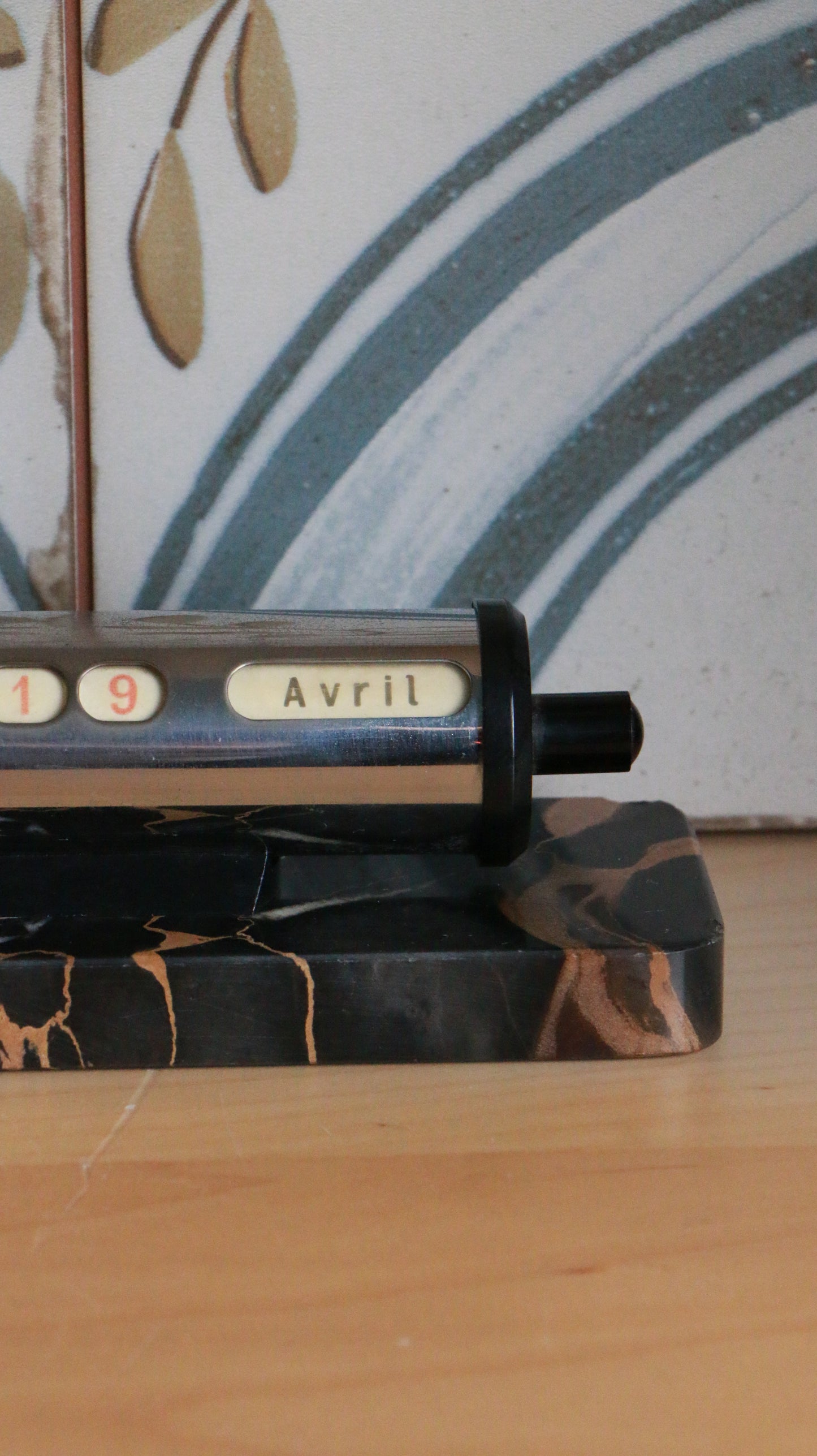 Vintage French Perpetual Desk Calendar with Marbled Base