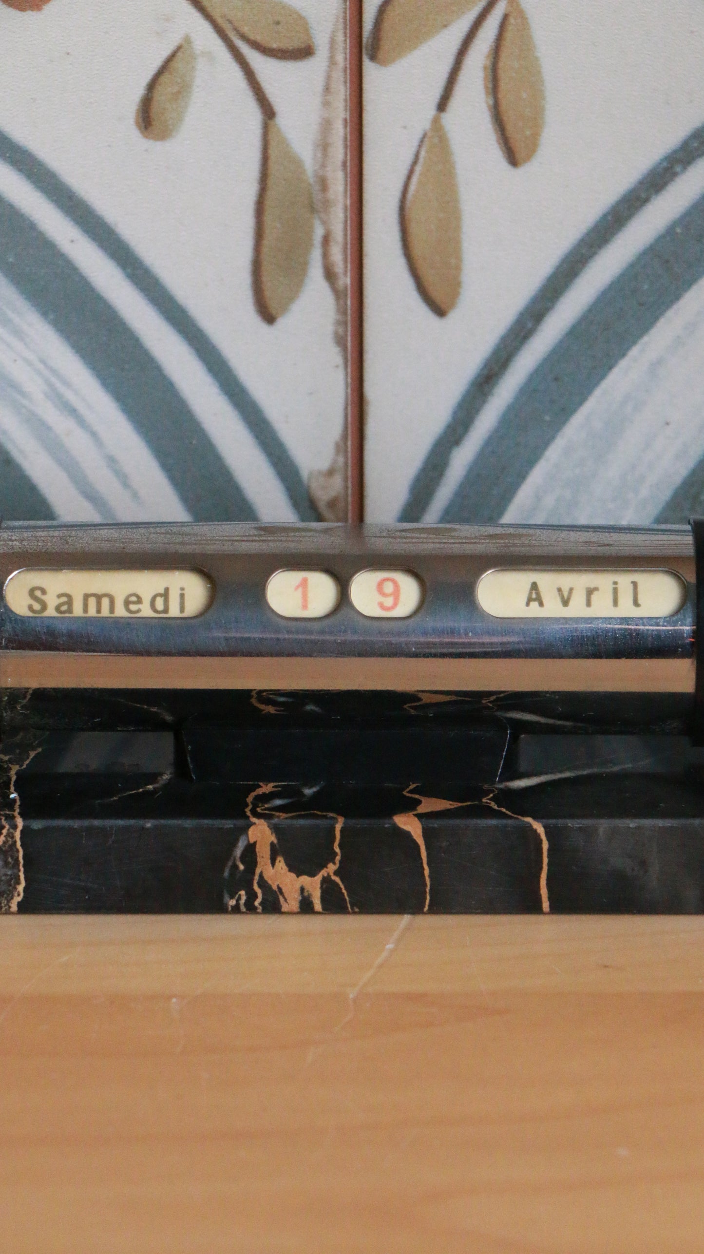 Vintage French Perpetual Desk Calendar with Marbled Base