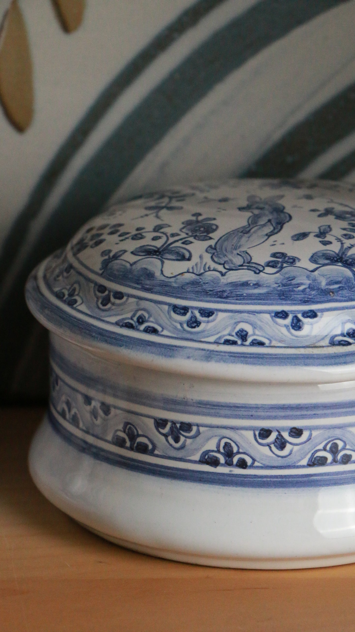 Pair of Hand-Painted Blue & White Lidded Portuguese Ceramic Boxes – Conimbriga, Séc. XVII