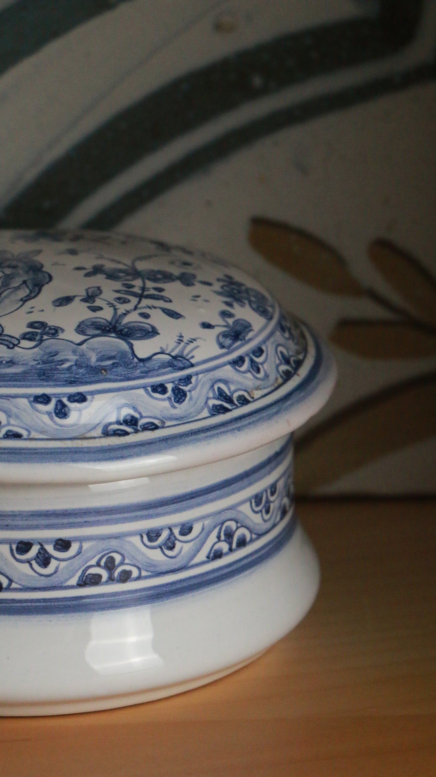 Pair of Hand-Painted Blue & White Lidded Portuguese Ceramic Boxes – Conimbriga, Séc. XVII