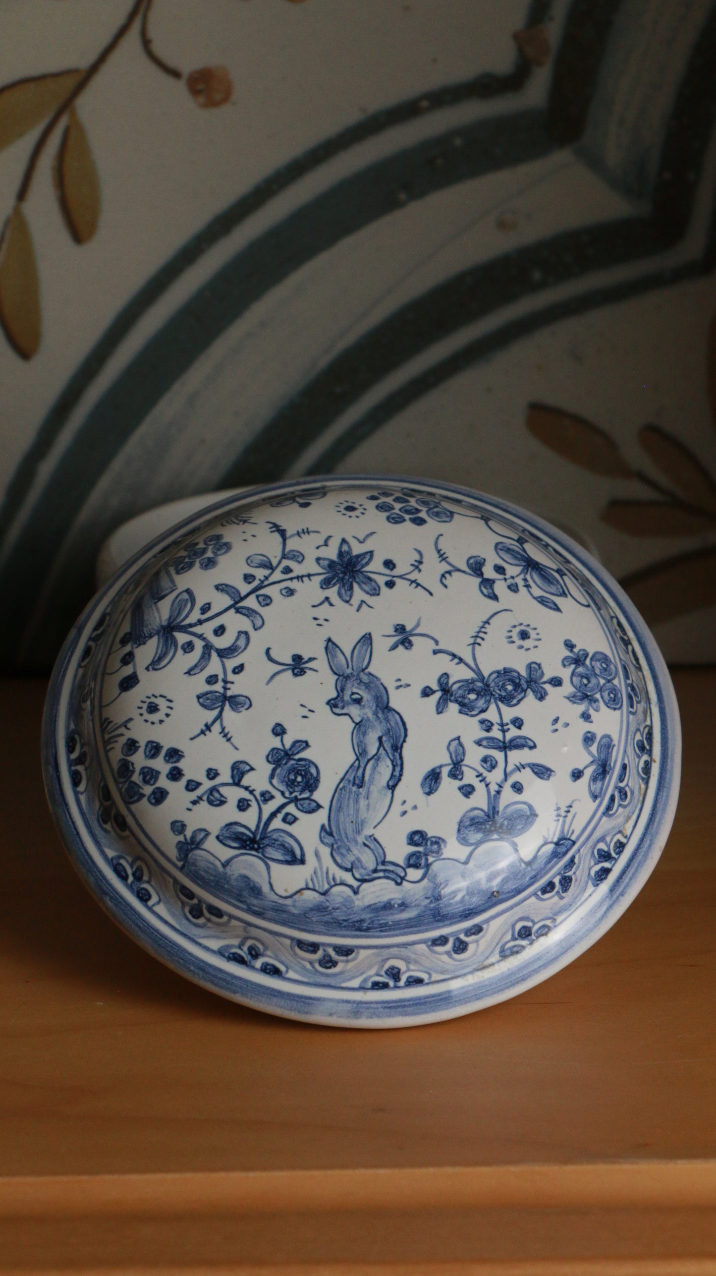 Pair of Hand-Painted Blue & White Lidded Portuguese Ceramic Boxes – Conimbriga, Séc. XVII