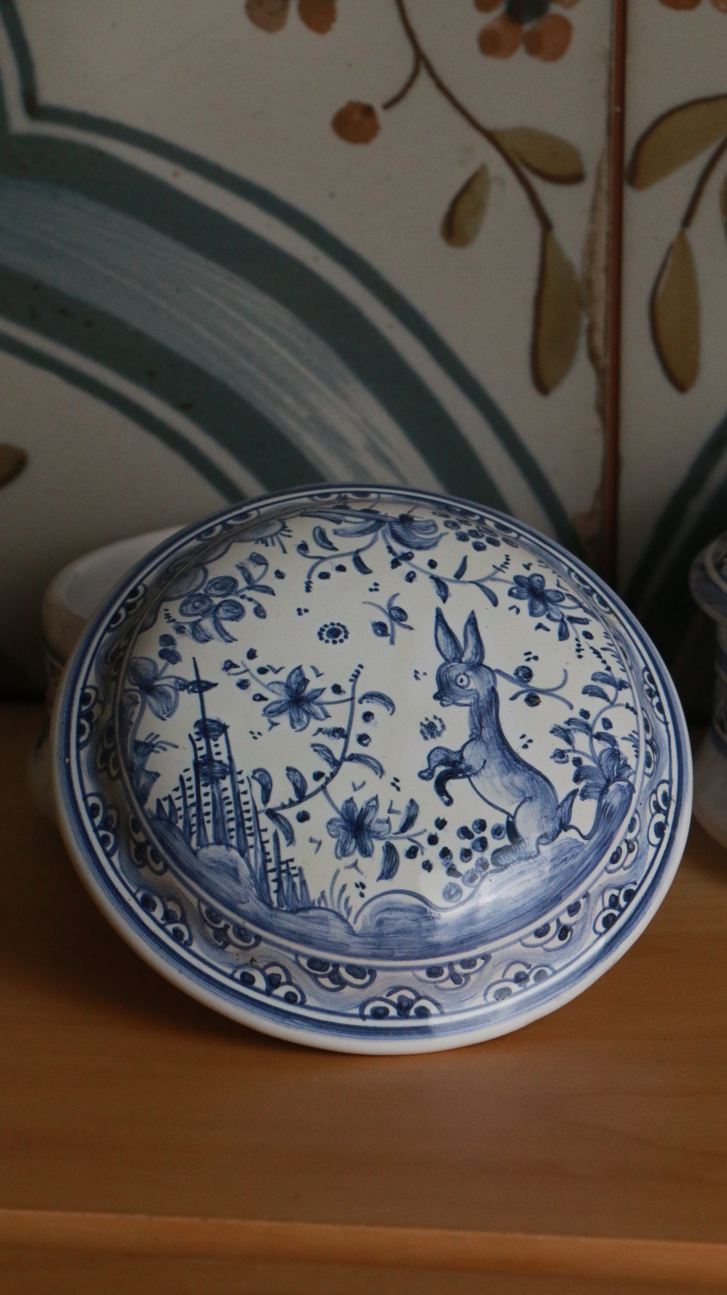 Pair of Hand-Painted Blue & White Lidded Portuguese Ceramic Boxes – Conimbriga, Séc. XVII