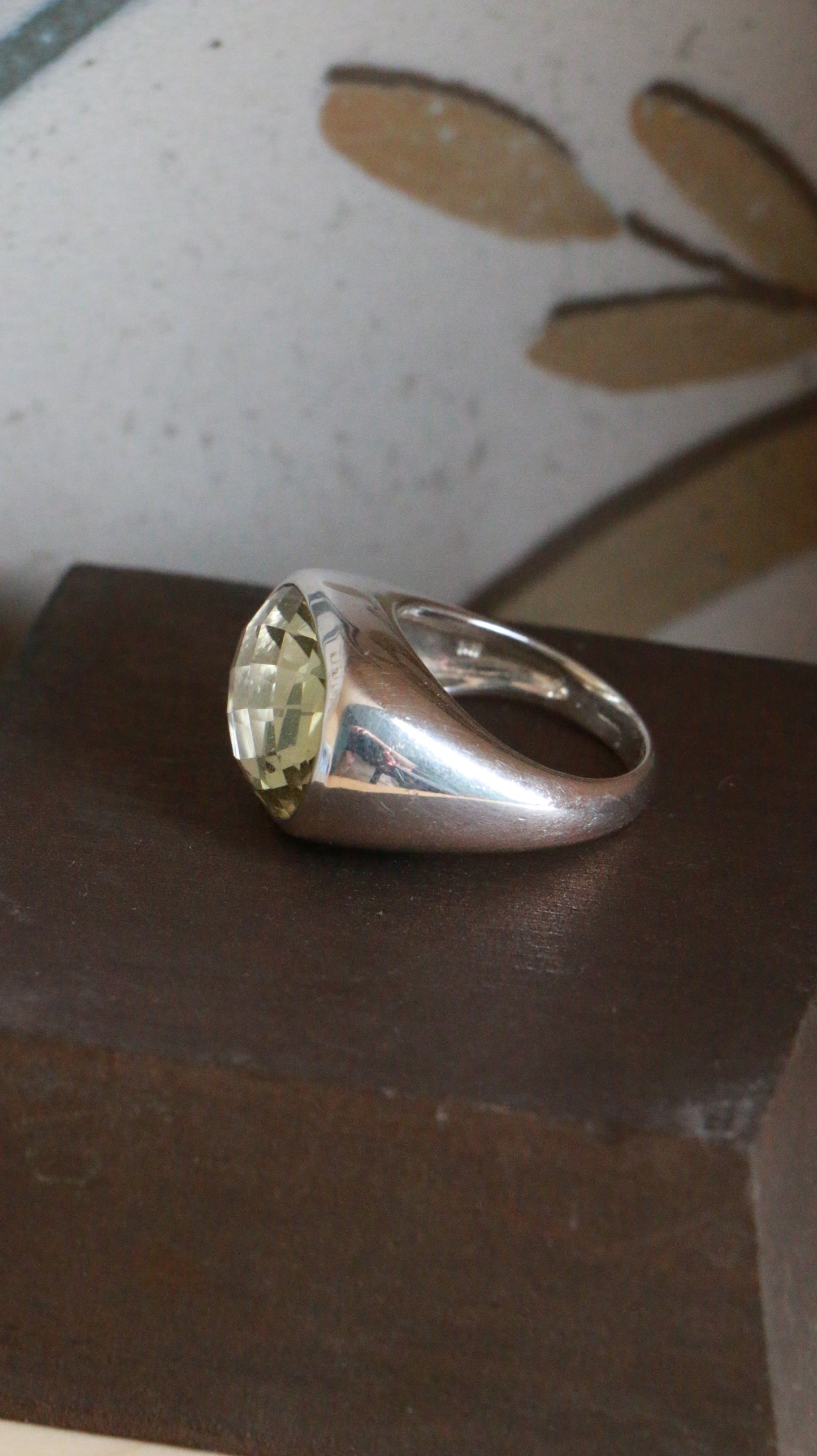 Vintage Sterling Silver Ring with Oval Citrine Faceted Stone