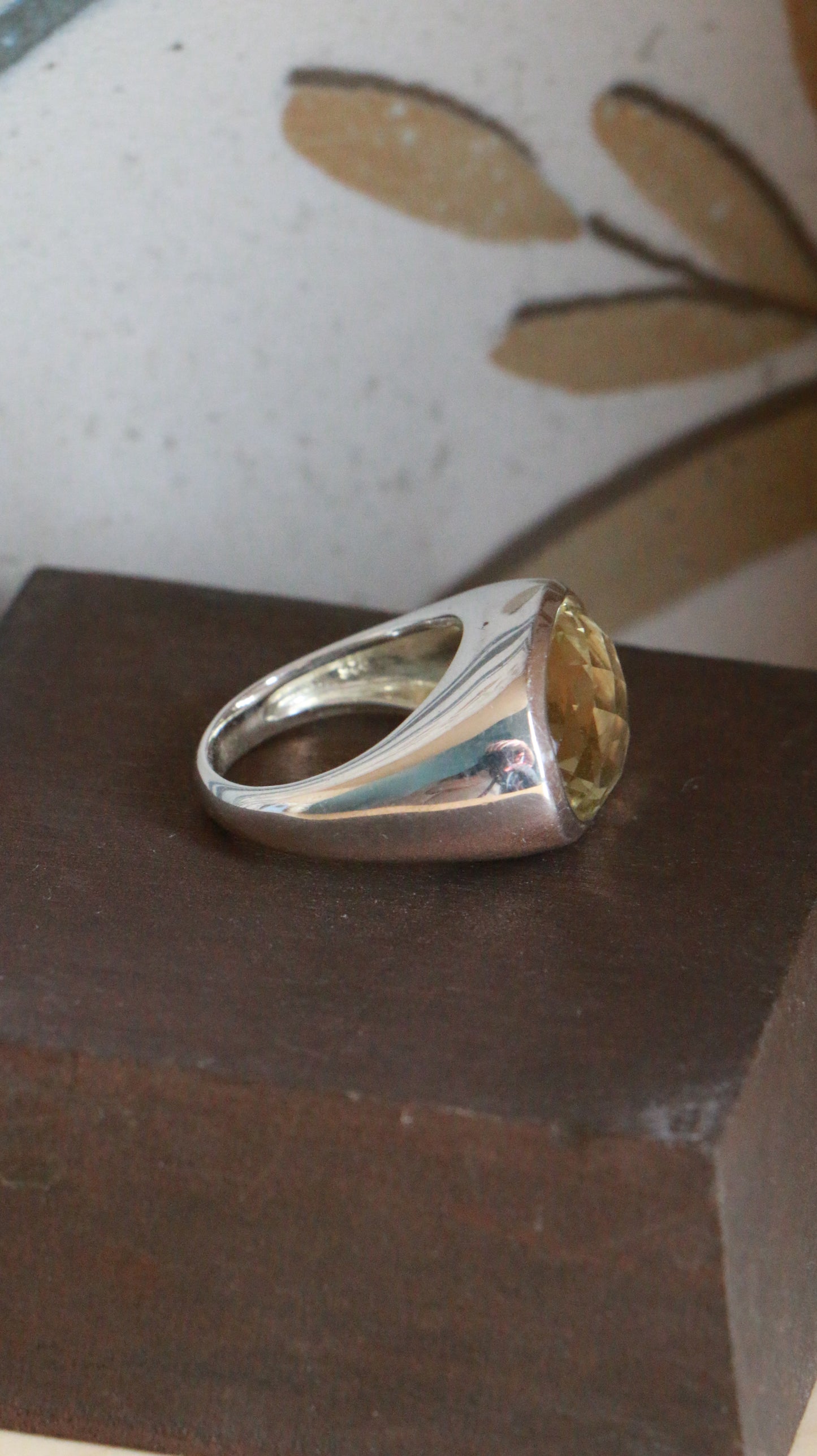 Vintage Sterling Silver Ring with Oval Citrine Faceted Stone