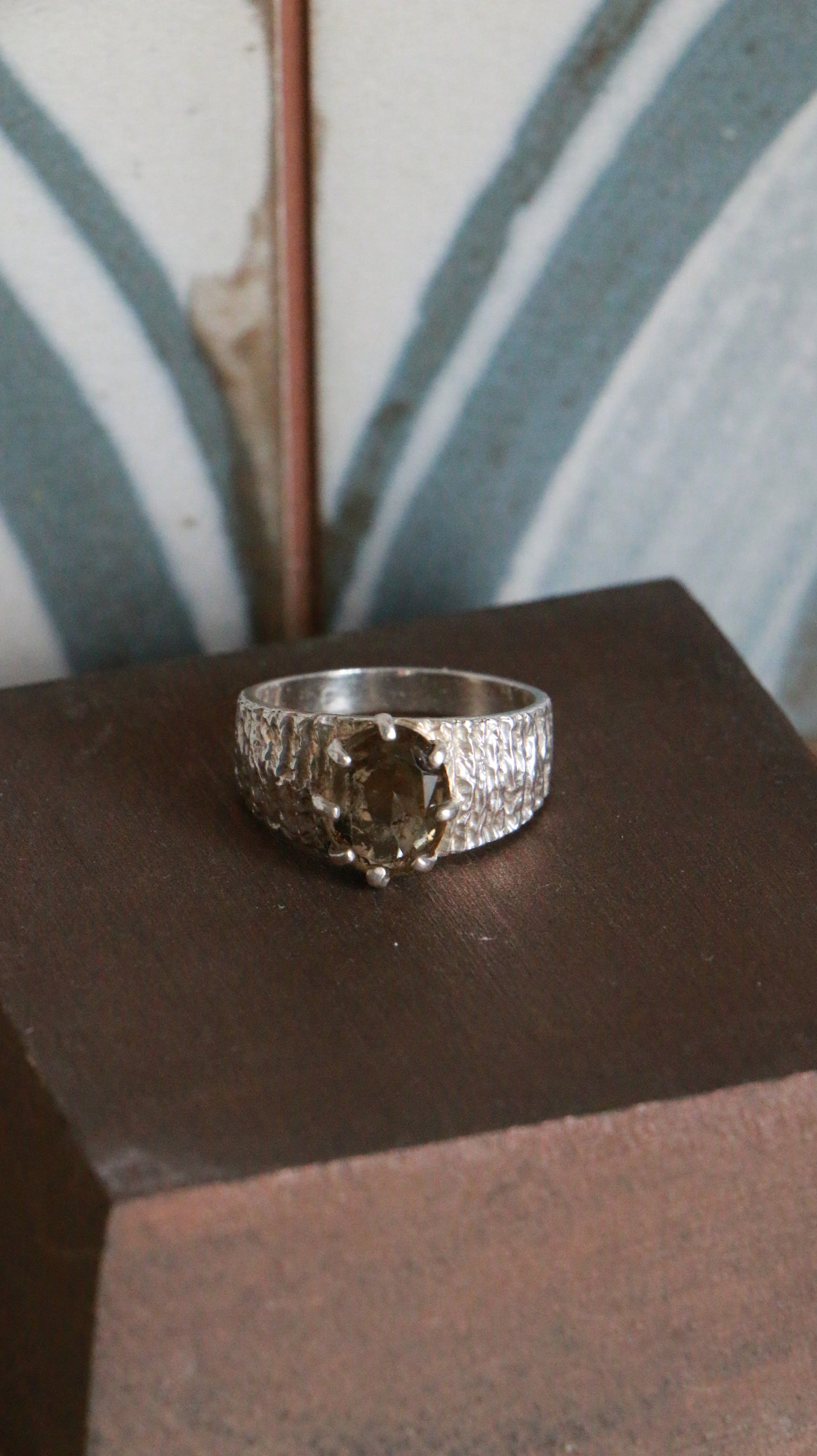 Vintage Sterling Silver Ring with Smoky Quartz Stone