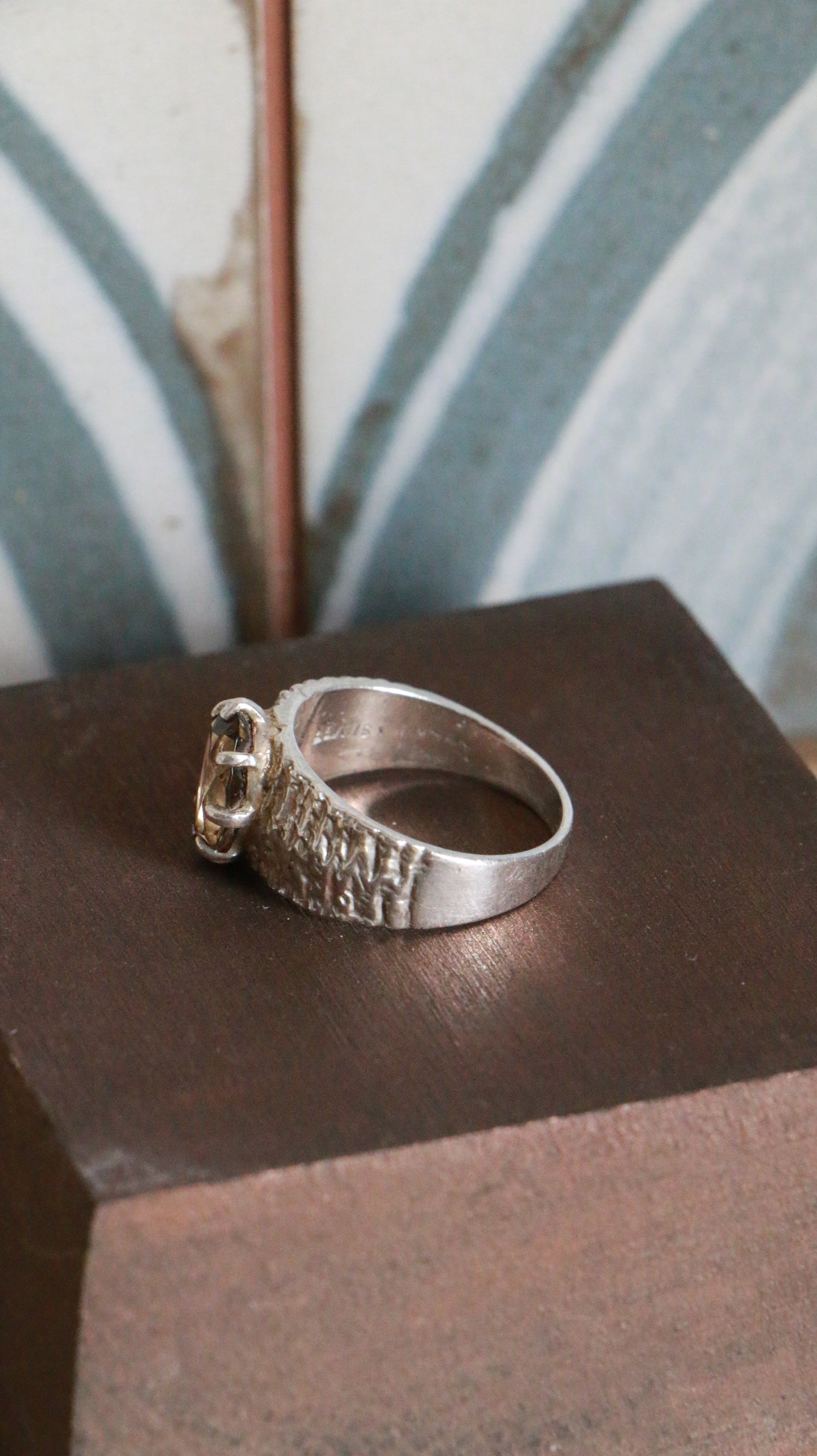 Vintage Sterling Silver Ring with Smoky Quartz Stone