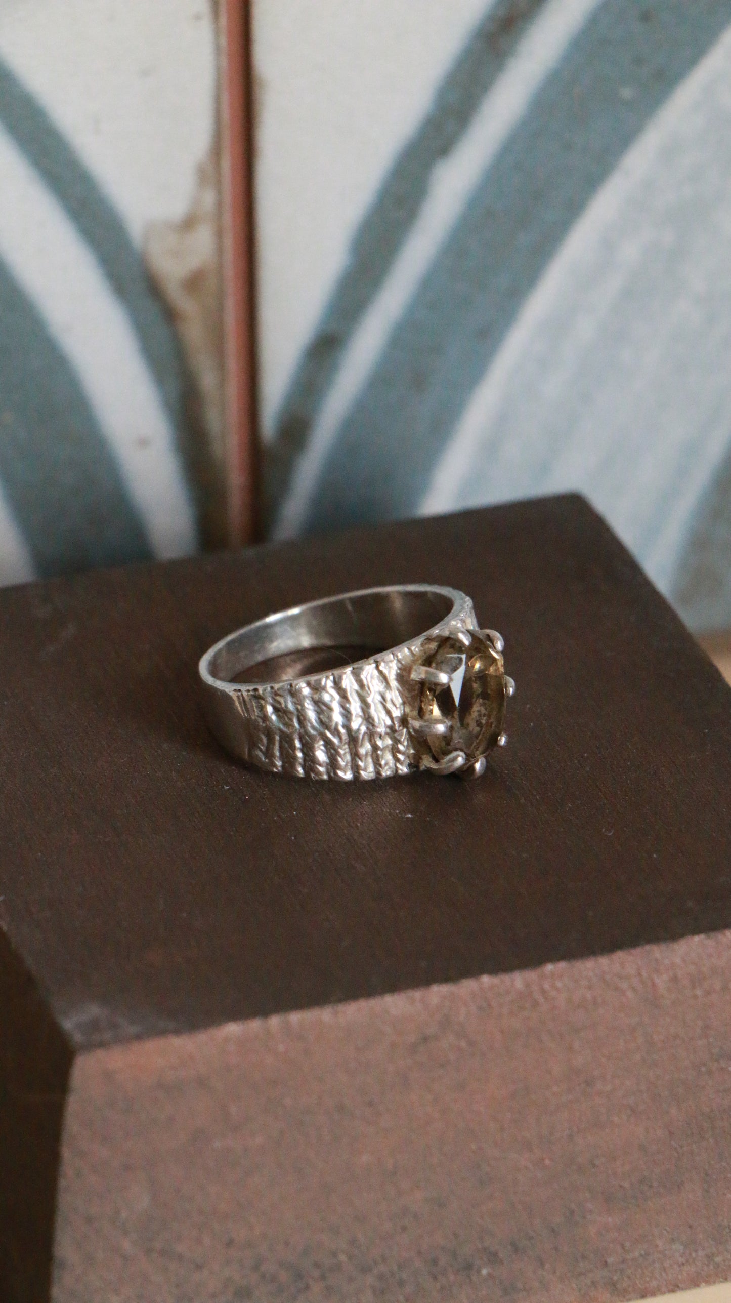 Vintage Sterling Silver Ring with Smoky Quartz Stone