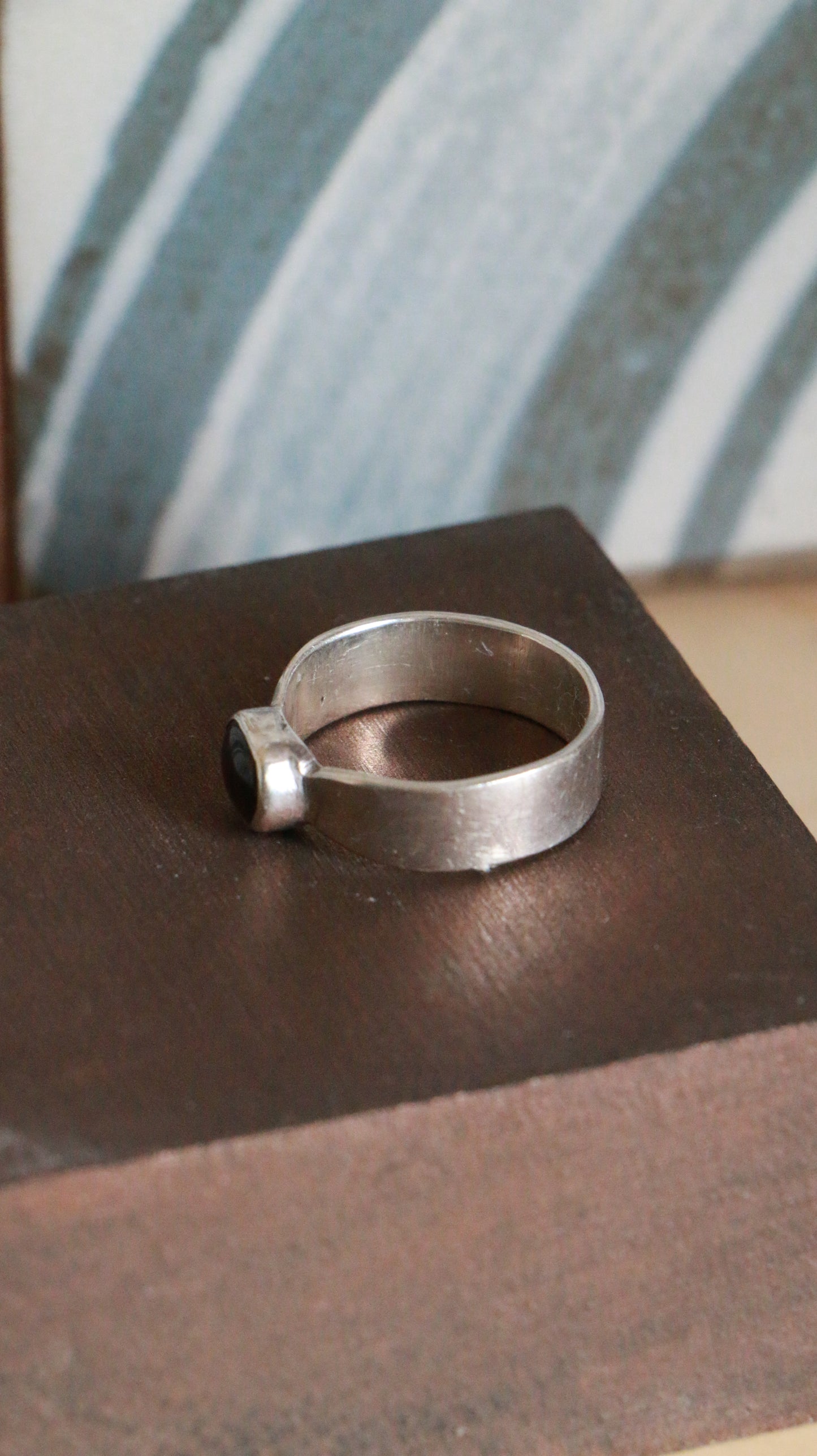 Vintage Sterling Silver Garnet Cabochon Ring
