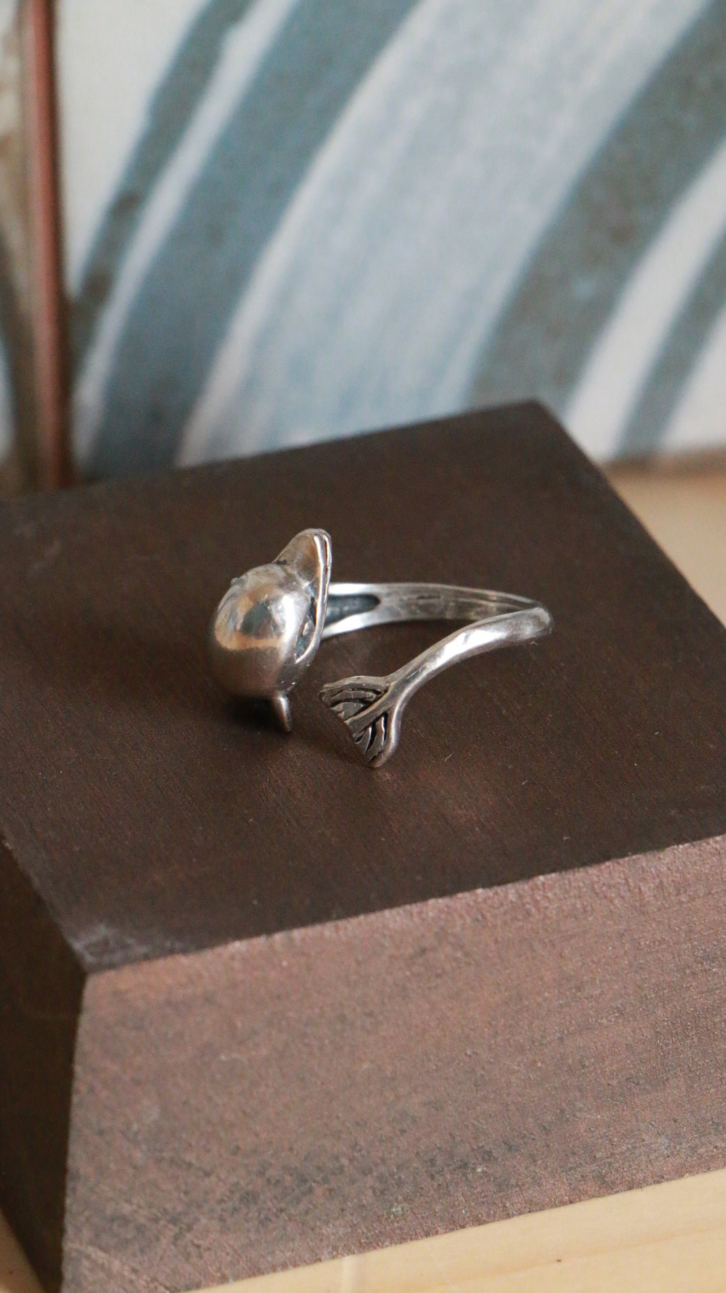 Vintage Sterling Silver Dolphin Wrap Ring