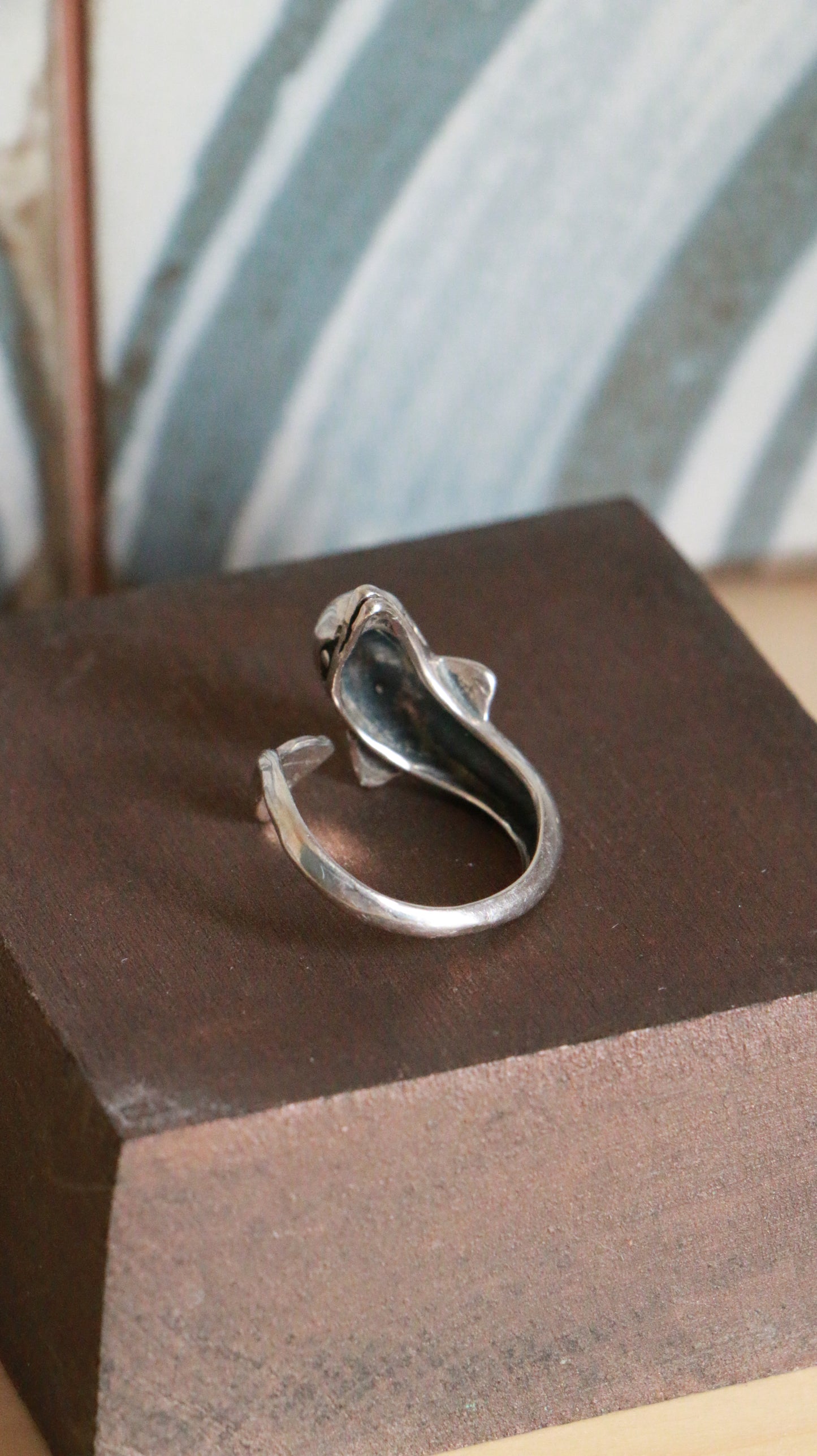 Vintage Sterling Silver Dolphin Wrap Ring