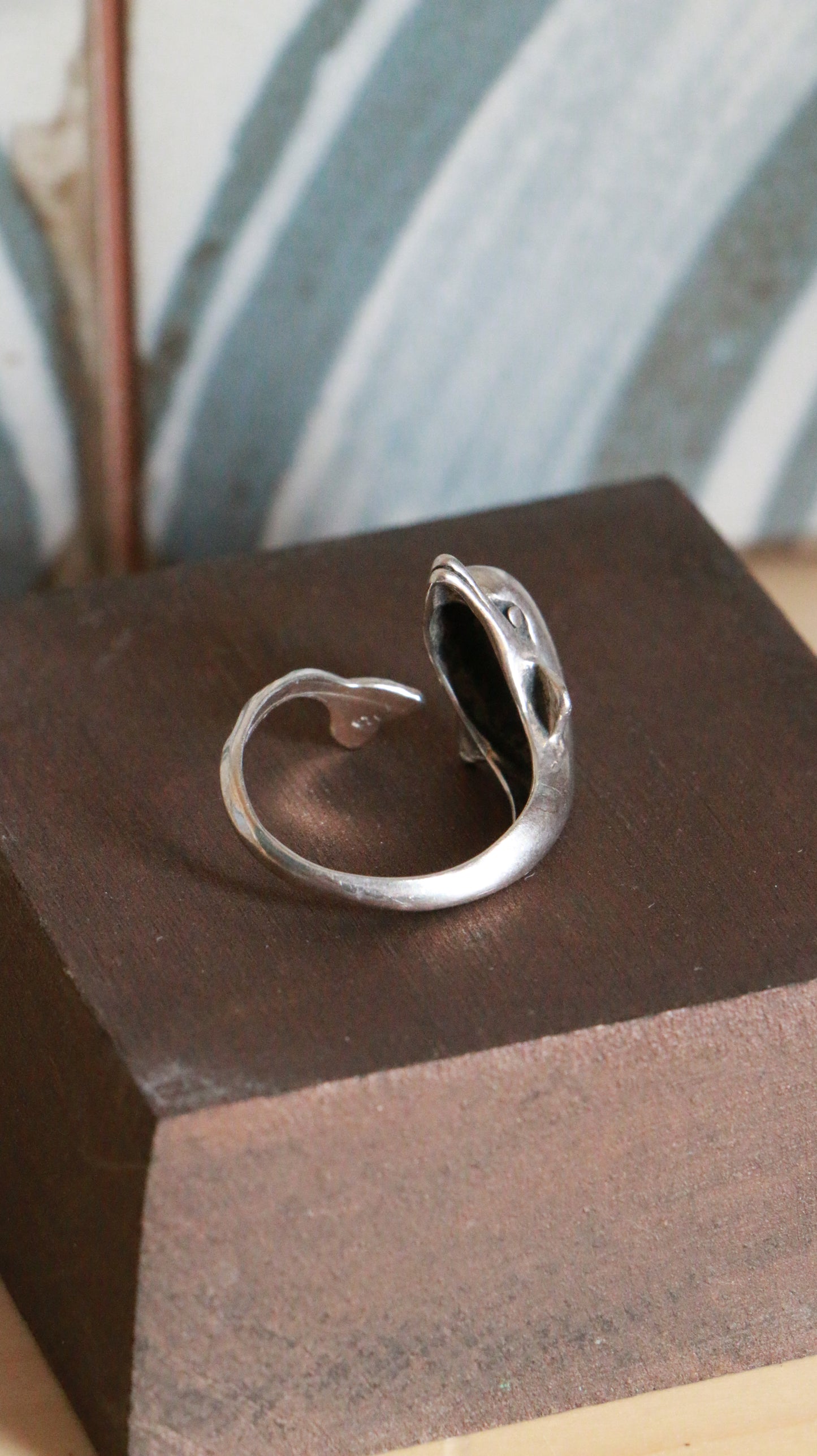 Vintage Sterling Silver Dolphin Wrap Ring