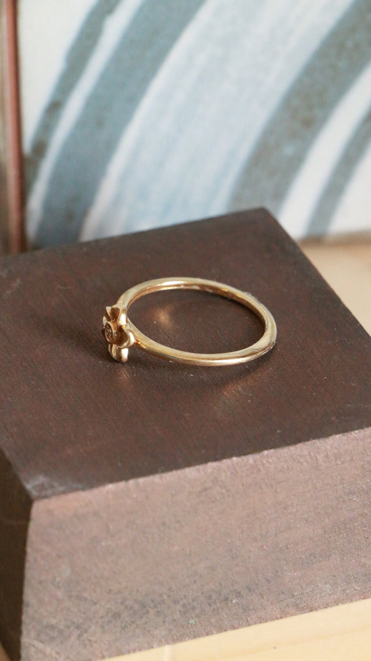 Modern Gold-Plated Sterling Silver Flower Diamond Ring